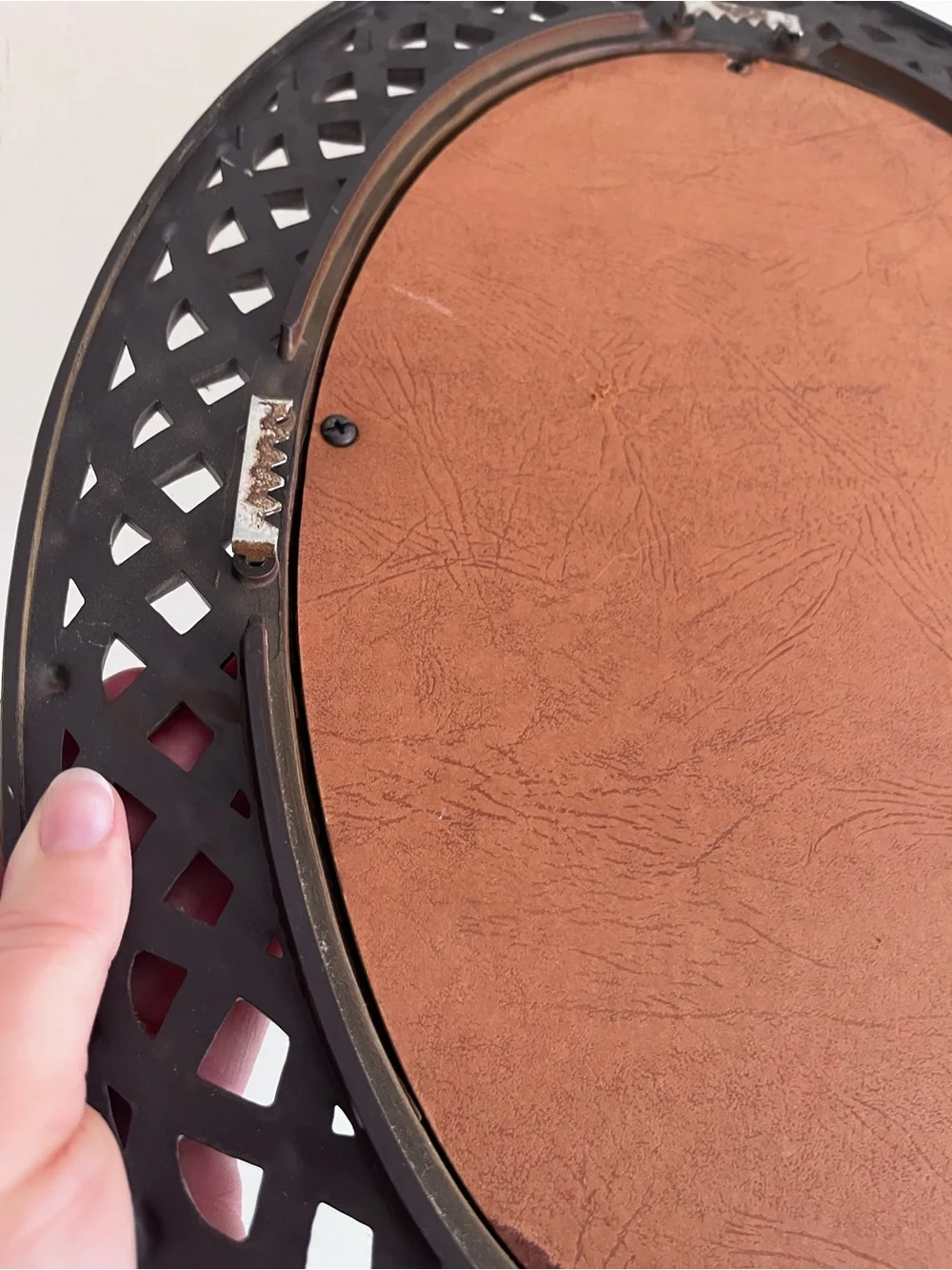 Homco Vintage Faux Wood Woven Oval Mirror